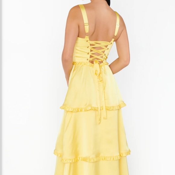 NWT.  Show Me Your MuMu Yellow Ruched Slit Sundress #112 - Picture 6 of 6